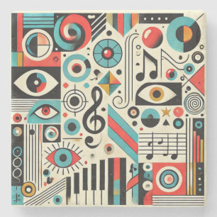 Posavasos De Piedra Elementos musicales y artísticos