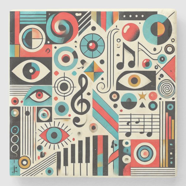 Posavasos De Piedra Elementos musicales y artísticos (Anverso)