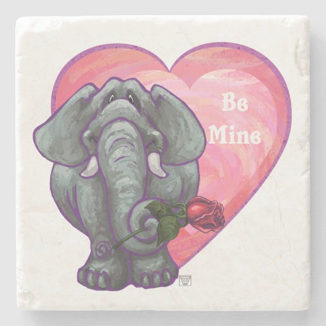 Posavasos De Piedra Elephant El día de San Valentín (Anverso)
