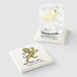 Posavasos De Piedra Emblema de cimera de león parado heráldico C