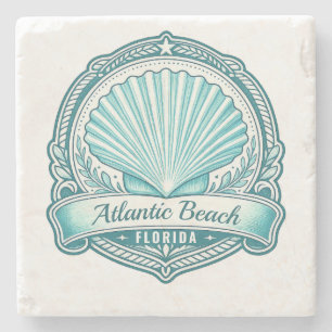 Posavasos De Piedra Emblema de concha marina costera de Atlantic Beach