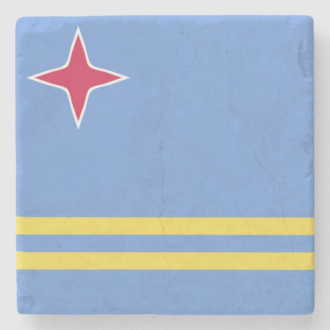 Posavasos De Piedra Emblema de la bandera de Aruba (Anverso)
