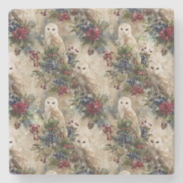 Posavasos De Piedra Enchanting Floral Owl