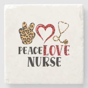 Posavasos De Piedra Enfermera de amor por la paz - Diseño de enfermera