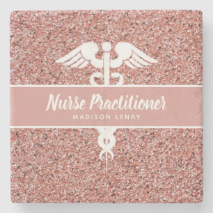 Posavasos De Piedra Enfermera moderna practicante Rosa oro personaliza