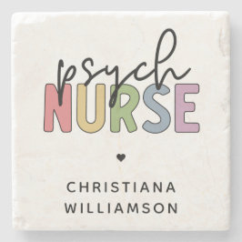 Posavasos De Piedra Enfermero Psiquiátrico de nombre personalizado | E