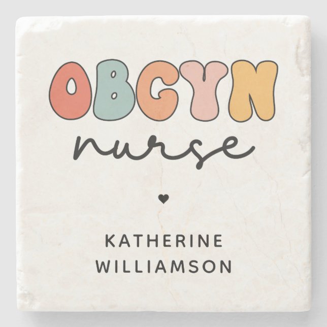 Posavasos De Piedra Enfermero Retro OBGYN personalizado (Anverso)
