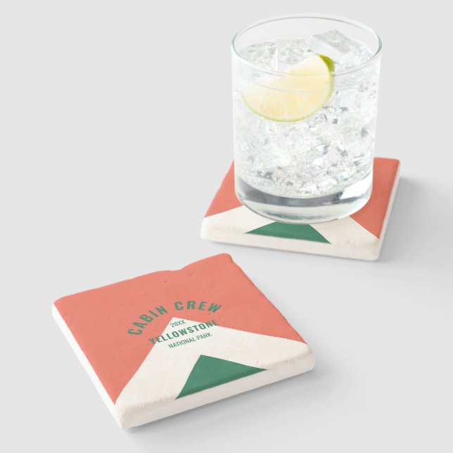 Posavasos De Piedra Equipo de cabina Destino Peronalizado Retro Verde  (Lateral)