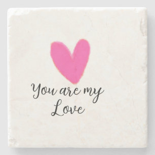 Posavasos De Piedra eres mi amor corazón acuarela rosa rojo kidretro