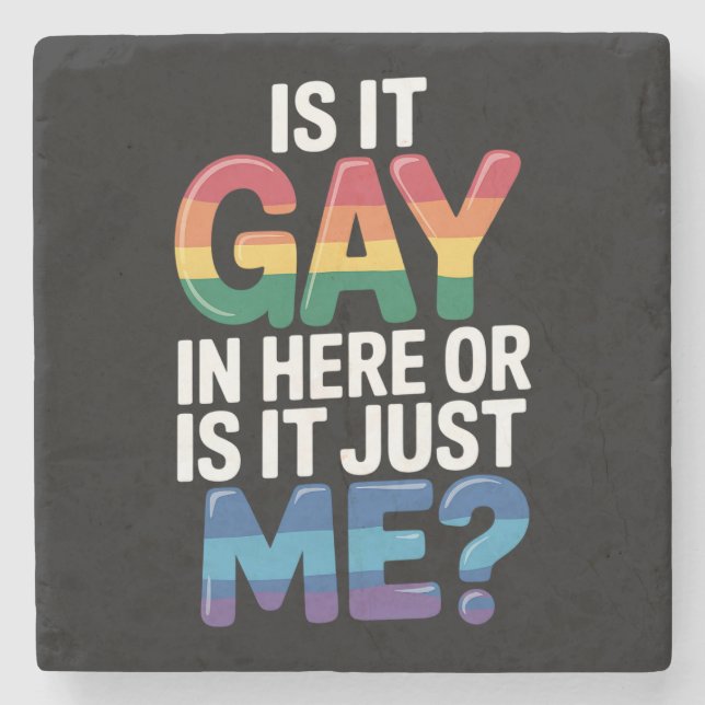 Posavasos De Piedra ¿Es Gay Aquí O Es Sólo Yo Cómico LGBTQ? (Anverso)