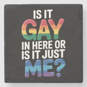 Posavasos De Piedra ¿Es gay aquí o soy solo yo Divertido LGBTQ