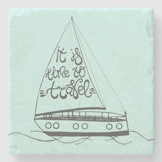 Posavasos De Piedra Es hora de viajar (Anverso)