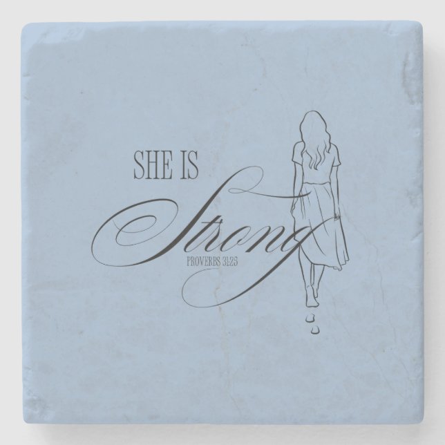 Posavasos De Piedra Es proverbios fuertes 31:25 (Anverso)