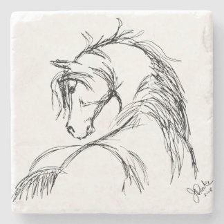Posavasos De Piedra Esbozo Artsy Horse Head