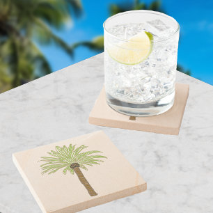 Posavasos De Piedra Esbozo de árbol de palmas