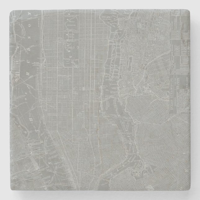 Posavasos De Piedra Esbozo del mapa de Nueva York (Anverso)