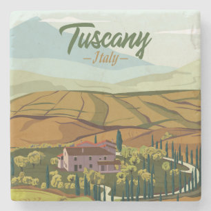 Posavasos De Piedra Esbozo paisajístico de la Toscana de la Mano