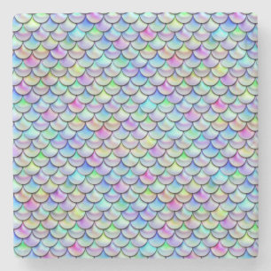 Posavasos De Piedra Escala de sirenas de burbujas arcoiris