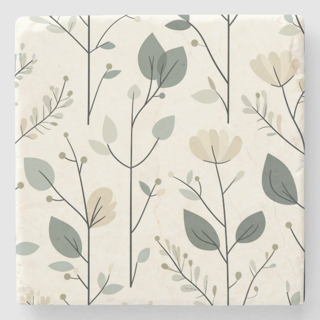 Posavasos De Piedra Escandinavia Floral Elegance Stone Coaster (Anverso)