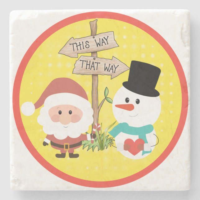 Posavasos De Piedra ¿Escarcha o Santa? ¿Qué camino para los Navidades? (Anverso)