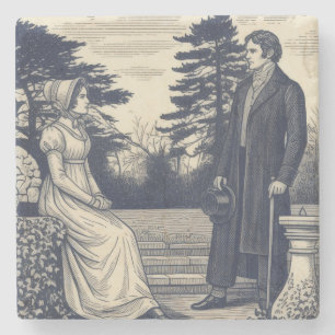 Posavasos De Piedra Escena de Darcy y Elizabeth
