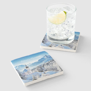 Posavasos De Piedra Escena de invierno personalizada