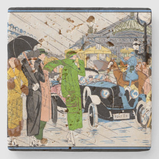 Posavasos De Piedra Escena de la calle Art Deco