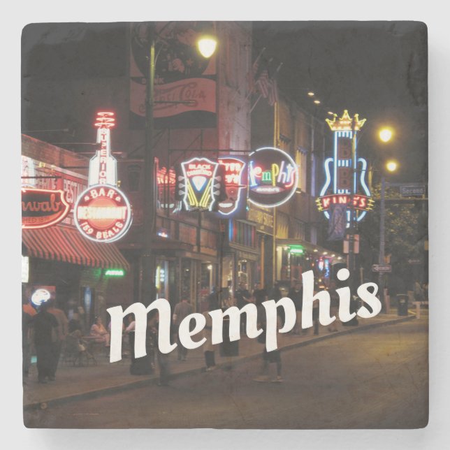 Posavasos De Piedra Escena de la calle Memphis Tennessee Beale (Anverso)