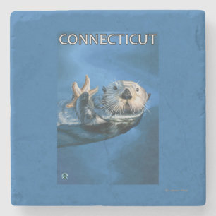 Posavasos De Piedra Escena de la nutria de ConnecticutSea