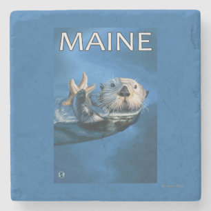 Posavasos De Piedra Escena de la nutria de MaineSea