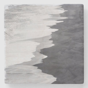 Posavasos De Piedra Escena de playa en blanco y negro