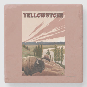 Posavasos De Piedra Escena de YellowstoneBison