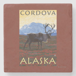 Posavasos De Piedra Escena del caribú - Cordova, Alaska