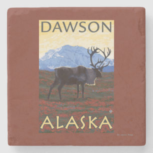Posavasos De Piedra Escena del caribú - Dawson, Alaska