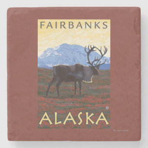 Posavasos De Piedra Escena del caribú - Fairbanks, Alaska