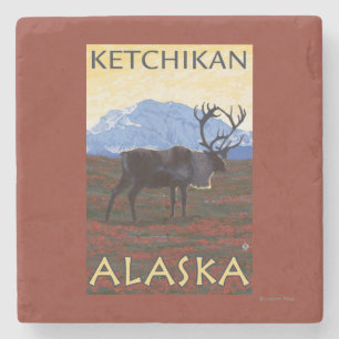 Posavasos De Piedra Escena del caribú - Ketchikan, Alaska