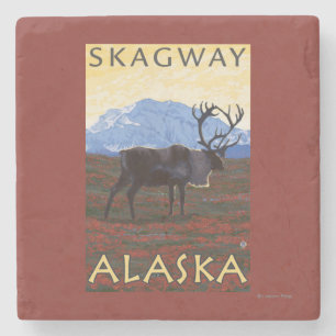 Posavasos De Piedra Escena del caribú - Skagway, Alaska