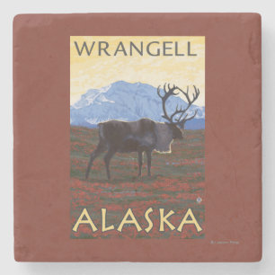 Posavasos De Piedra Escena del caribú - Wrangell, Alaska