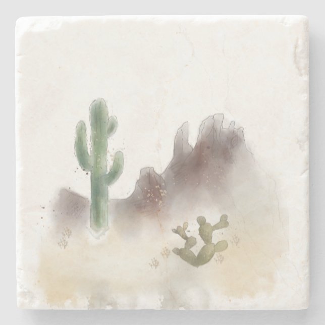Posavasos De Piedra Escena del desierto de la montaña rusa de piedra (Anverso)