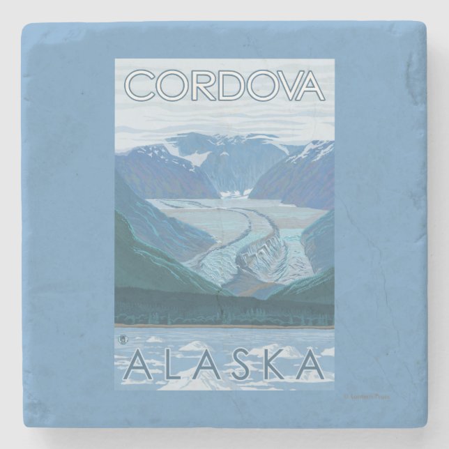 Posavasos De Piedra Escena del glaciar - Cordova, Alaska (Anverso)