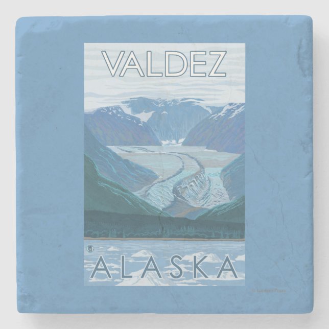 Posavasos De Piedra Escena del glaciar - Valdez, Alaska (Anverso)