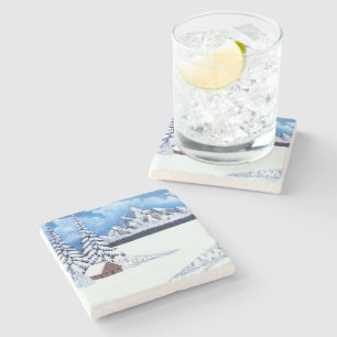Posavasos De Piedra Escena Maravillosa de Invierno