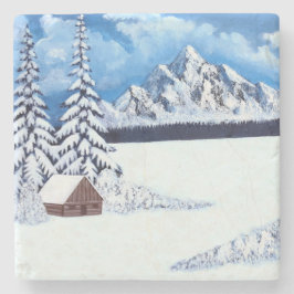 Posavasos De Piedra Escena Maravillosa de Invierno