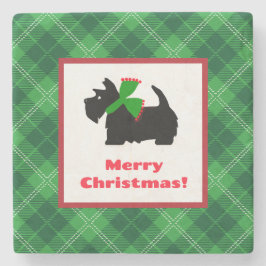 Posavasos De Piedra Escocia Terrier Feliz Navidad