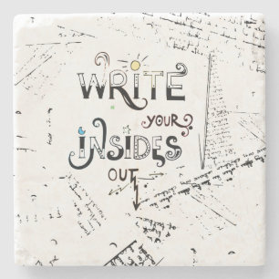 Posavasos De Piedra ¡Escribe tus entrañas! Lema de escritores motiva