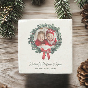 Posavasos De Piedra Escritura personalizada de Navidades con foto y no