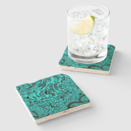 Posavasos De Piedra Escuadrones crocados reflejados en imágenes cian o