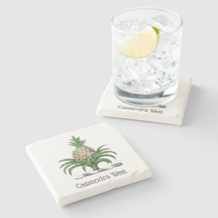 Posavasos De Piedra Escudo de Armas Cresta Heráldica de Piña Preppy