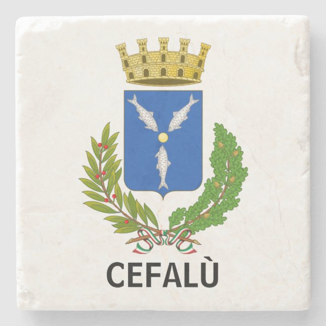 Posavasos De Piedra Escudo de armas de Cefalú - Sicilia (Anverso)