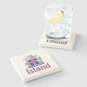Posavasos De Piedra Escudo de Armas de Islandia